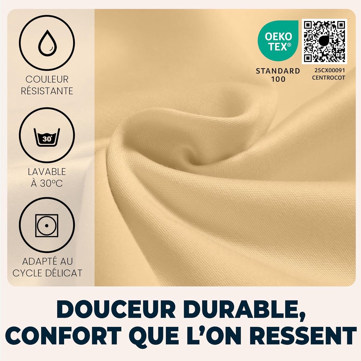 SnelShoppen - Fitted Sheet 120x200cm Beige - Hoogwaardige Microfiber - Hypoallergene en Ademend - Anti-Dust Mite - Hoekelastieken voor Matrassen tot 3