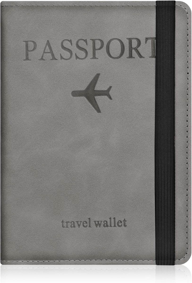 SnelShoppen - Passport Cover PU Leer RFID Blokkerende Paspoort Houder voor Mannen en Vrouwen - Waterdichte Paspoortbeschermer in Grijs - ID Kaart Case