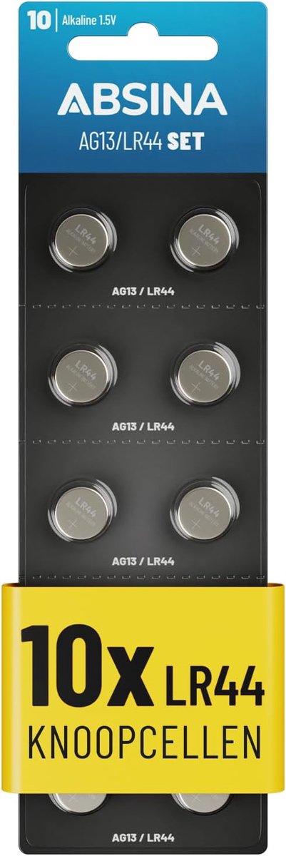 SnelShoppen - 10x LR44 Alkaline Knopcell Batterijen - 1.5V Leakproof - Langdurige Energie voor Thermometers, Horloges, Sleutels, Speelgoed en Meer