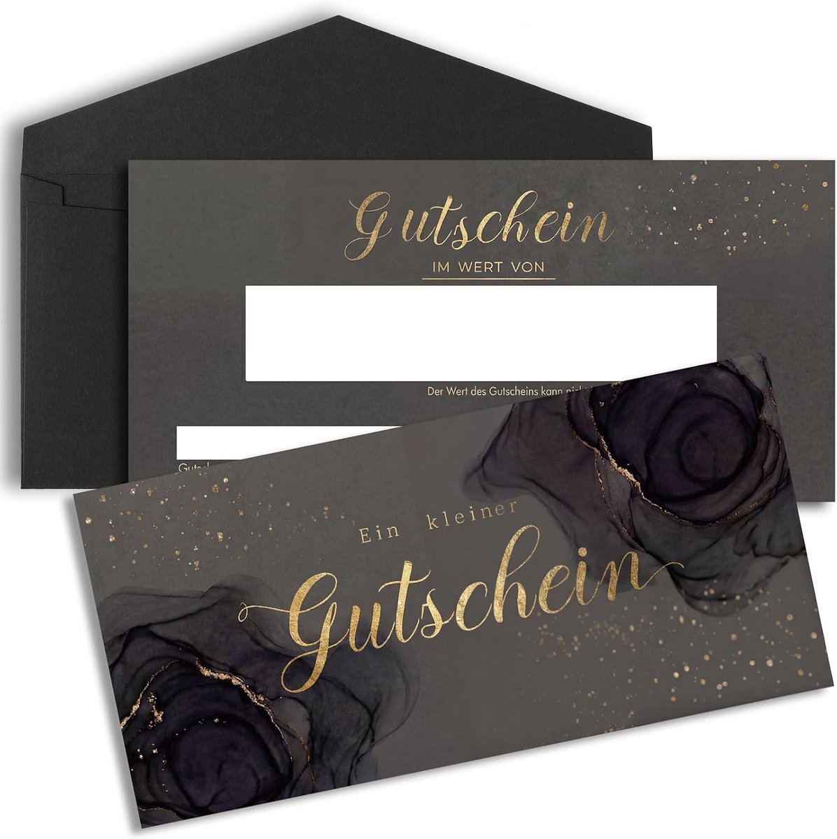 SnelShoppen - 50 Cadeaubonnen met Enveloppen voor Massage, Cosmetica, Restaurants, Kappers en Diverse Diensten in Zwart-Goud Design