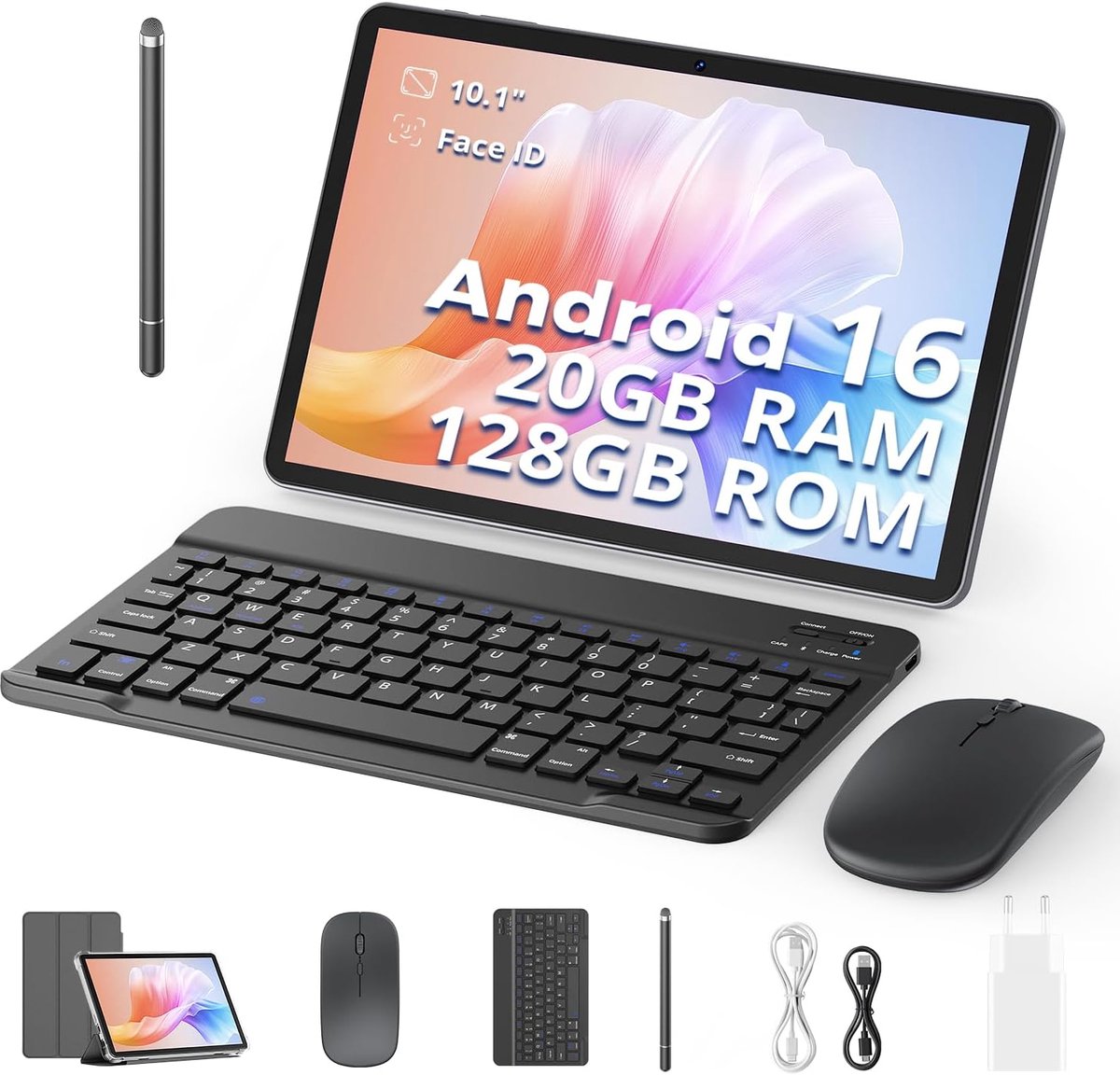 SnelShoppen - 10 Inch Android 16 Tablet met Octa-Core, 1280x800 HD IPS Scherm, 6600mAh, 2.4G 5G WiFi, Bluetooth 5.0, GPS, Ondersteuning Widevine L1, I