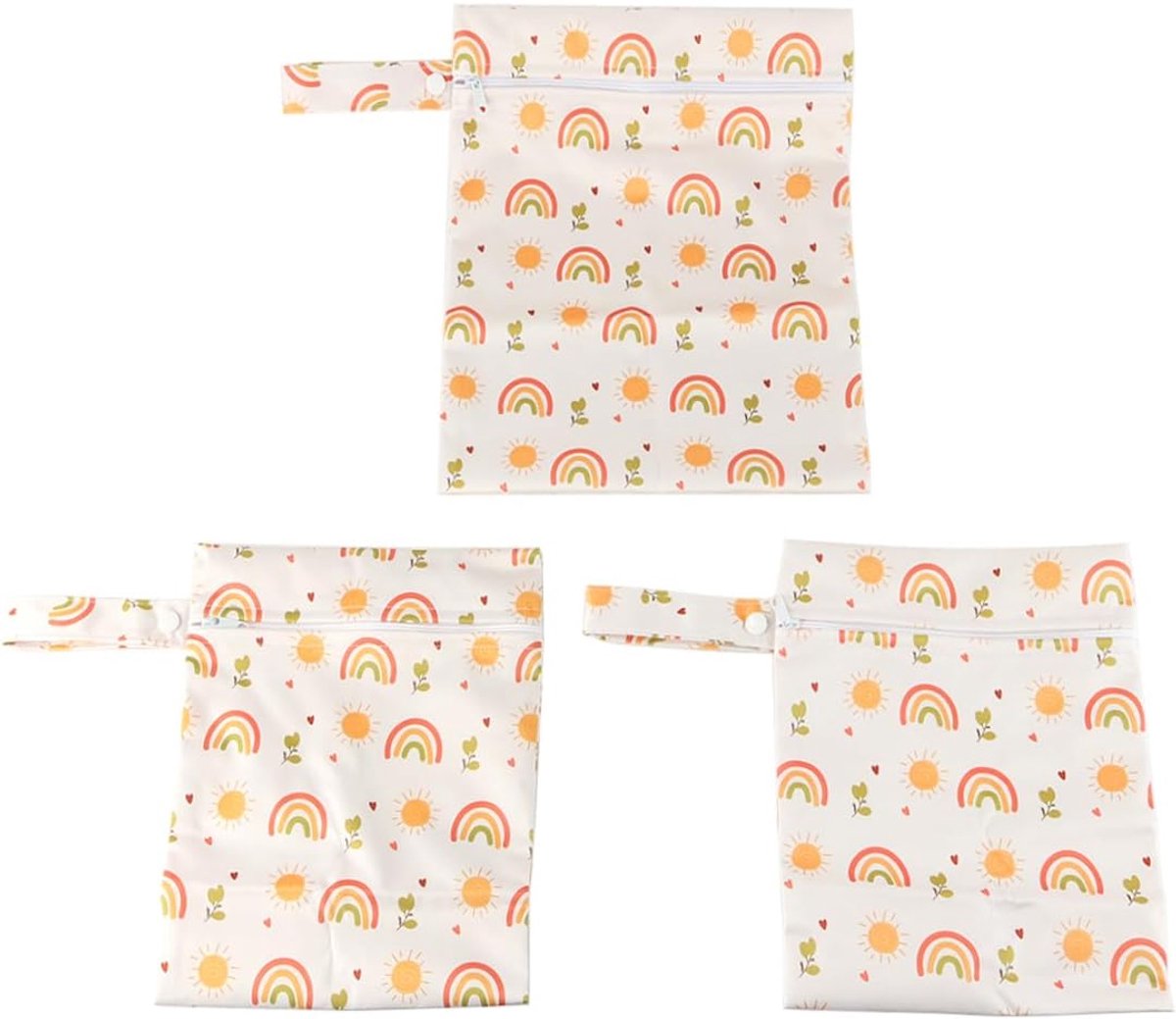 SnelShoppen - Set van 3 Wasbare en Herbruikbare Luiertas met Rits en Drukknoop - Dubbelzijdig Waterdicht TPU Polyester - Ideaal voor Reizen, Kinderen