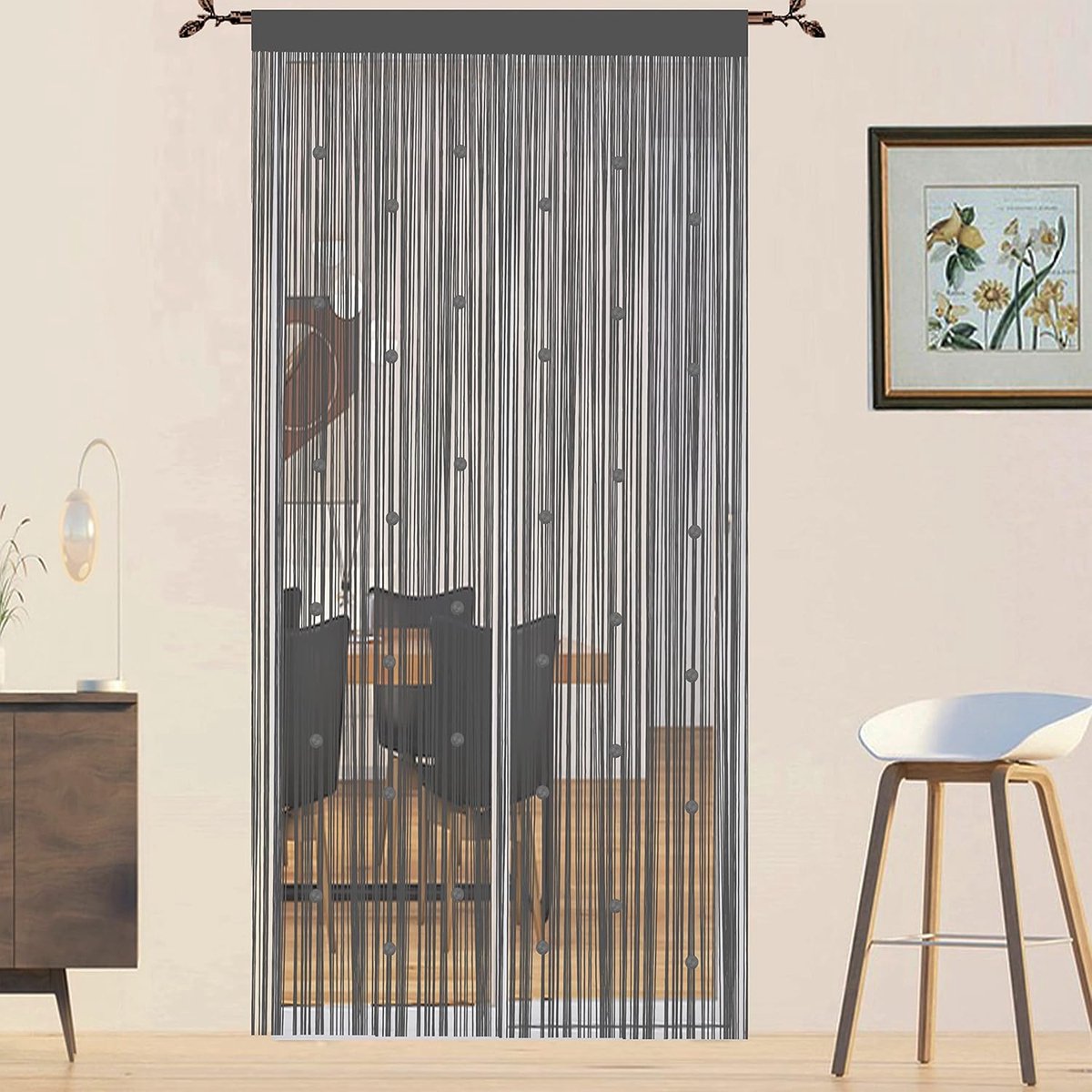 Luxe Kralen Deurgordijn Grijs - Vliegengordijn & Kamerverdeler (90 x 245 cm)