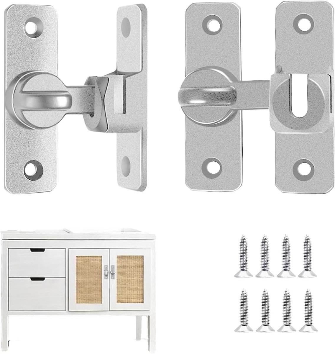 SnelShoppen - Schuifdeurslot 90/180 Graden Deurgrendel Aluminiumlegering - Universeel Deurslot voor Binnendeuren, Tuin, Keukenraam met Schroeven