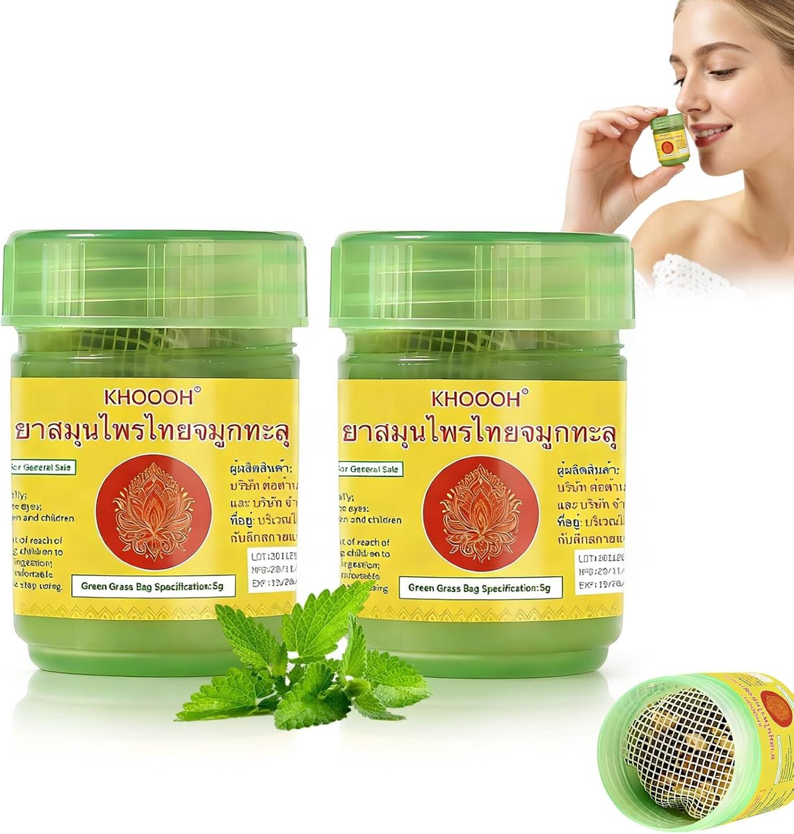 SnelShoppen - 2Pcs Draagbare Thaise Kruideninhaler, 100% Natuurlijke Aromatherapie, Verfrissend en Verzachtend, Verlicht Angst, Ideaal voor Thuis, Rei