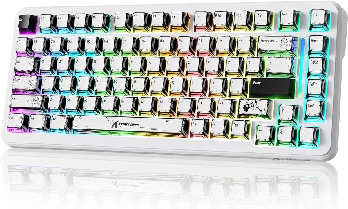 SnelShoppen - Draadloos Gaming Toetsenbord met Rapid Trigger, 75% Compact, Hall Effect Schakelaars, 0,01mm Actuatie, 8Khz, RGB Verlichting voor PC Gam