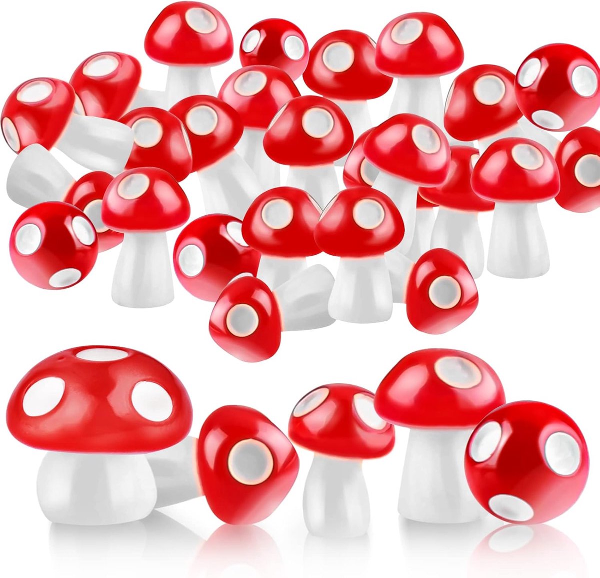 SnelShoppen - 50 Stuks Miniatuur Paddenstoelen Ornamenten - Houten Tuin Decoraties - Resin Figuren voor Feest, Tuin, Bonsai en Micro Landschappen - 3