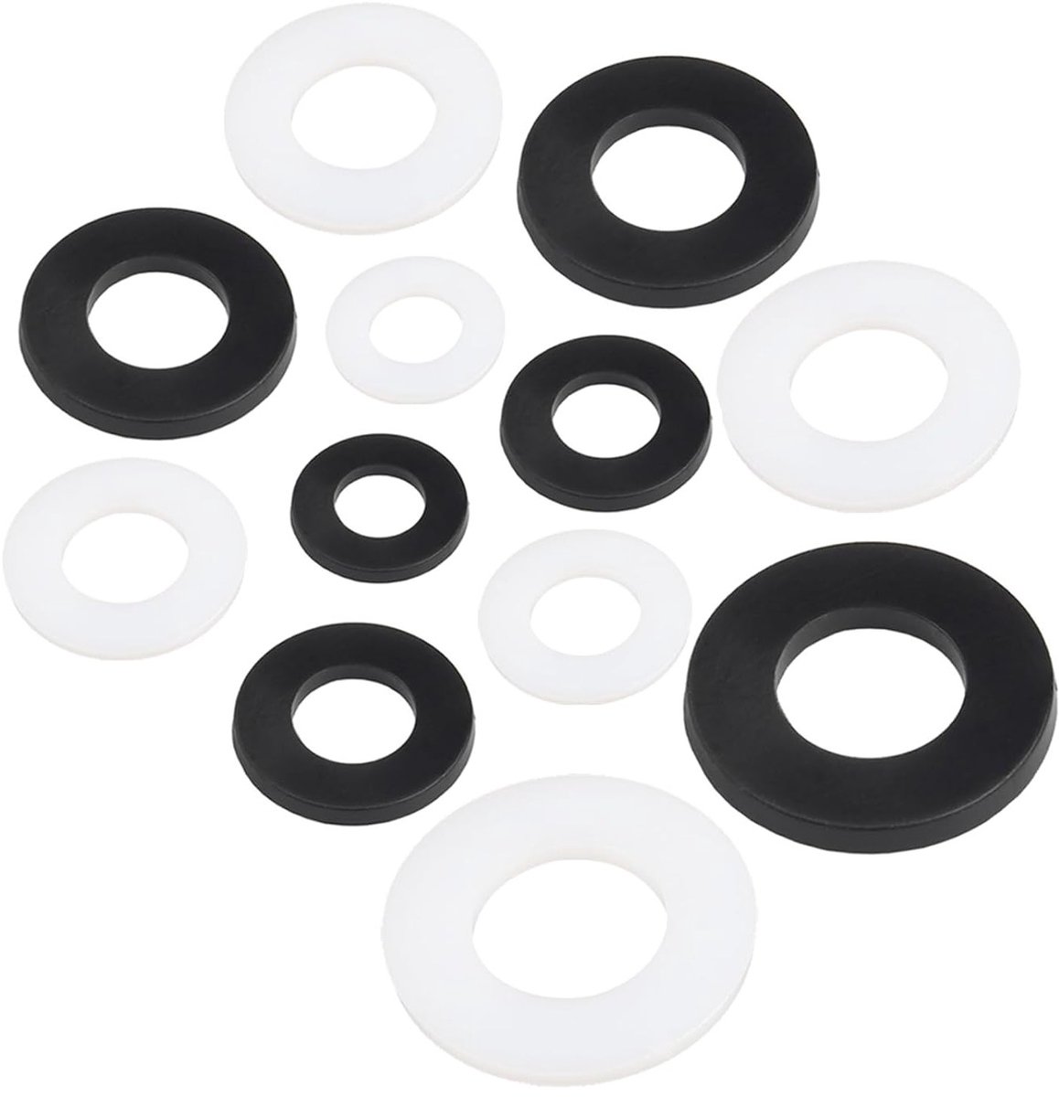 Set van 110 Rubber Washers in 6 Maten (12/15/18.5/24/30/40mm) - Plat, Flexibel en Duurzaam voor Hydraulische Toepassingen en Bevestigingssystemen