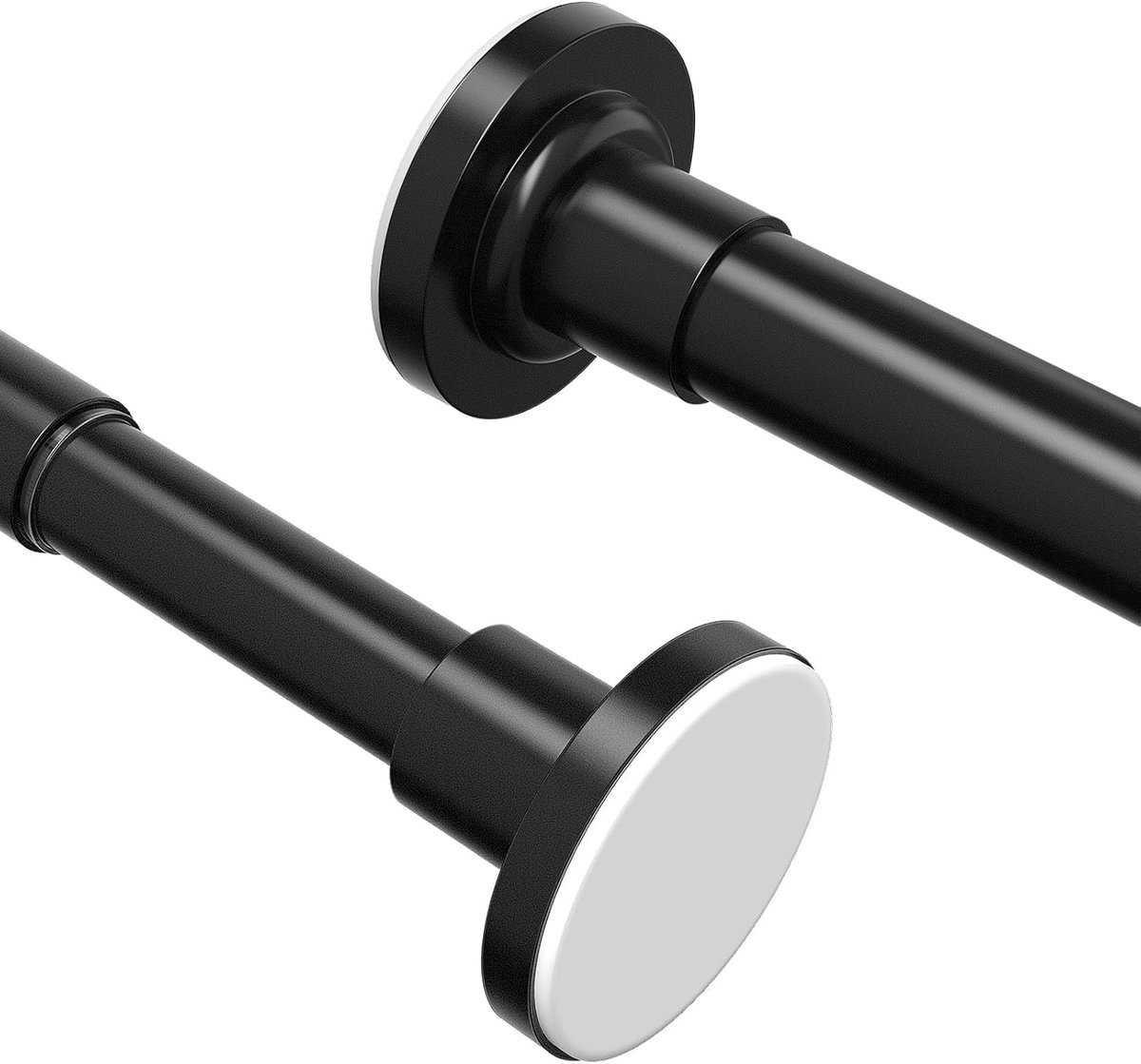 SnelShoppen - Telescopische Gordijnroede Set van 2, 53-119 cm, Zwart, Geen Boren, Ideaal voor Douchegordijnen en Raamdecoratie