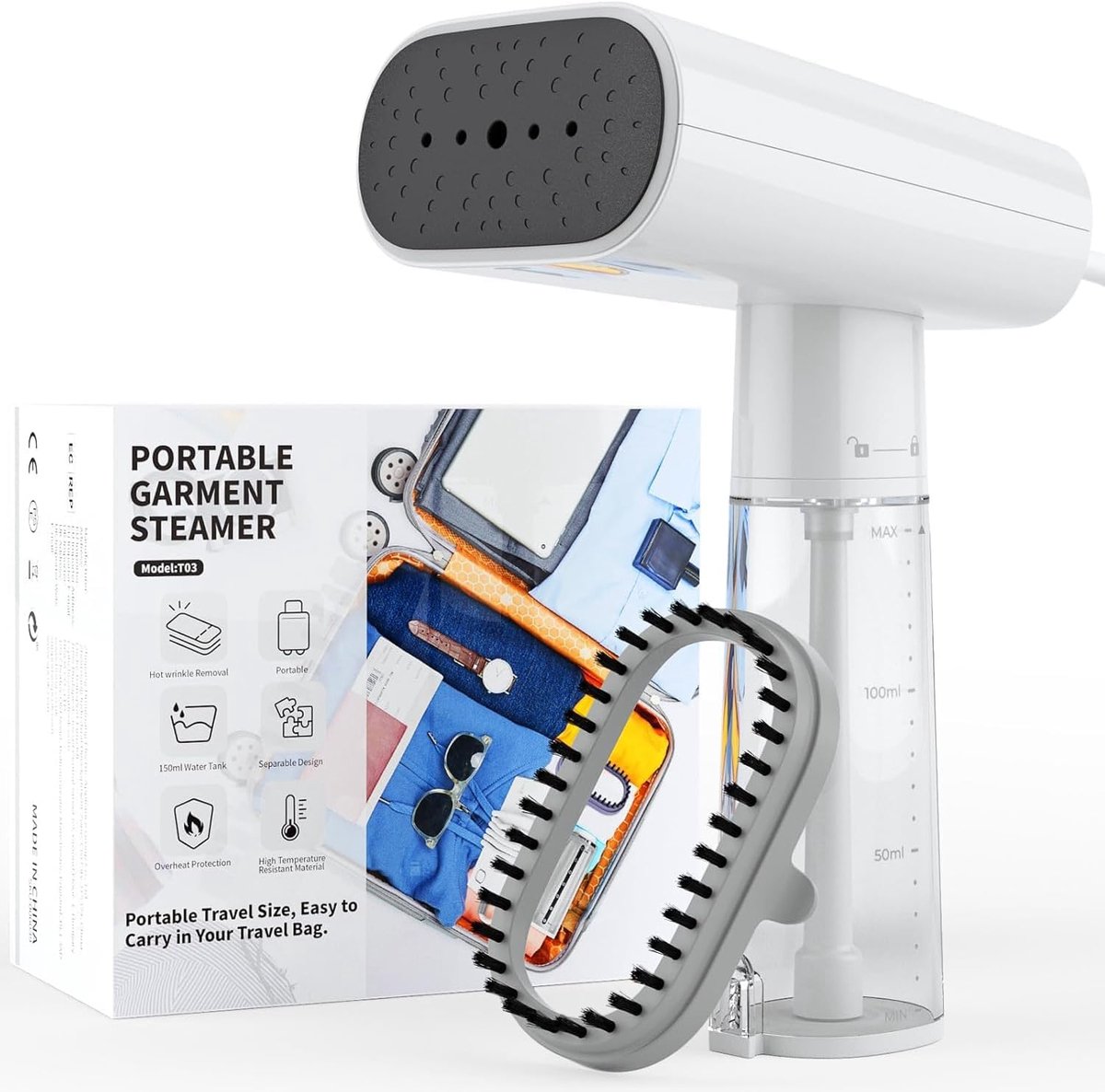 SnelShoppen - Reisstrijkijzer 1000 W - Compact en Lichtgewicht Handsteam Strijkijzer - 150 ml Water Tank - Ideaal voor Thuis en Op Reis - 2,4 m Kabel