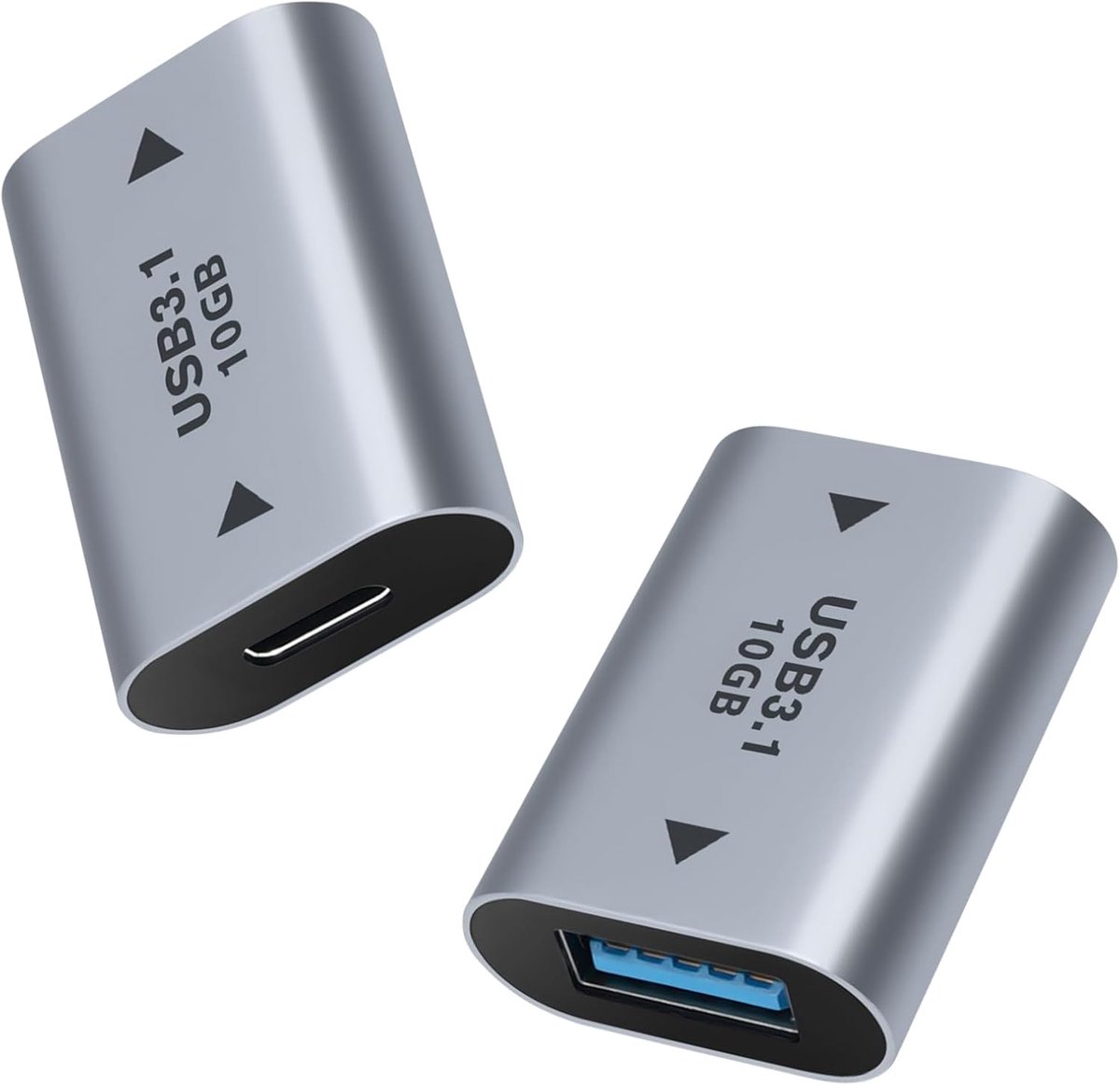 SnelShoppen - Female to Type C Adapter 2-Pack - USB 3.1 Vrouwelijke naar USB-C Verbinder - Snelle Oplader voor PC en Laptop - Korte Kabel Verlenging
