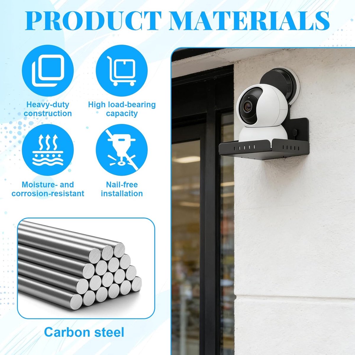 SnelShoppen - Camera Holder Wandmontage voor Beveiligingscamera, Suction Cup Bevestiging, Geen Boren, Indoor & Outdoor Gebruik, Grijs