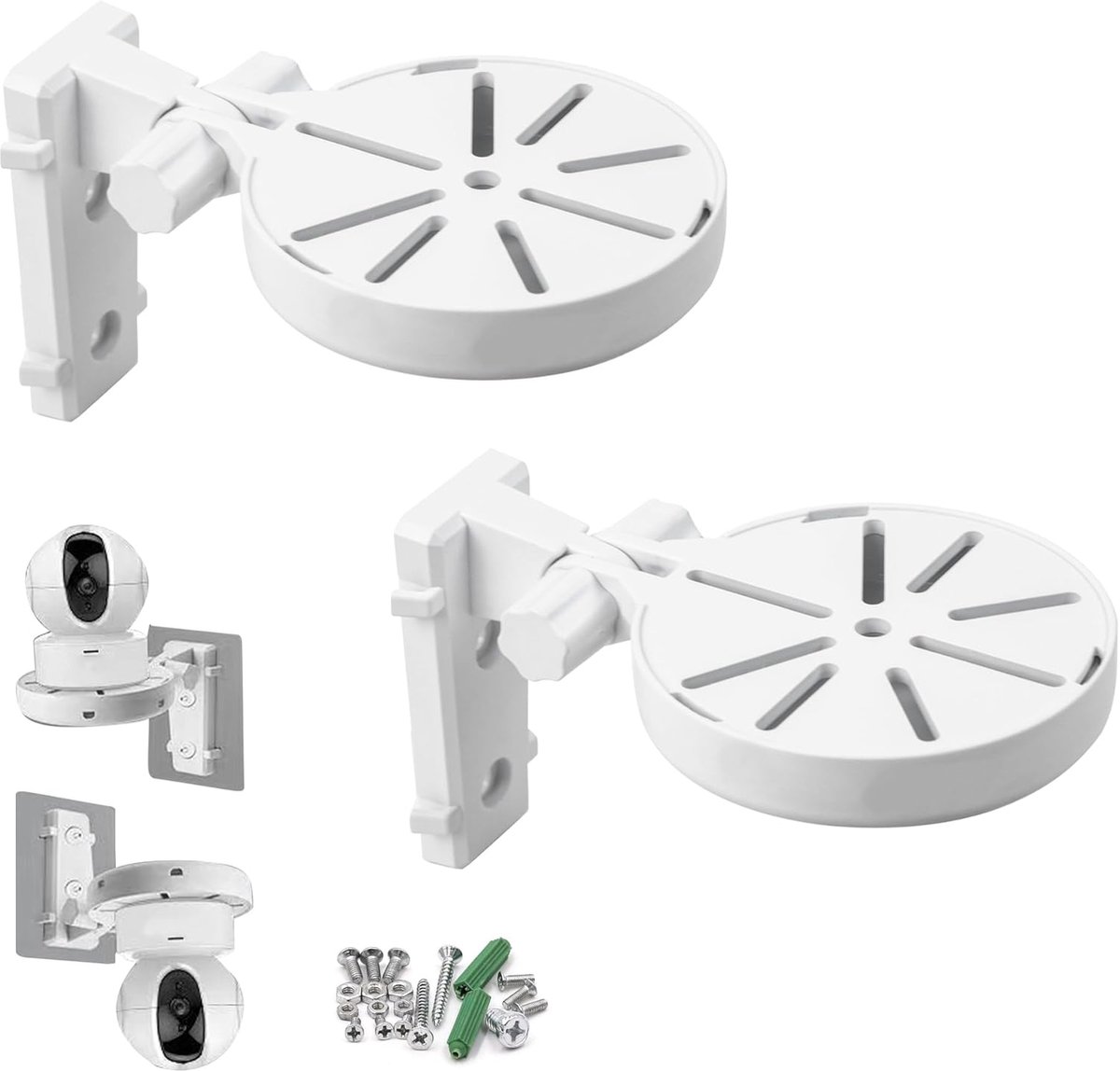 SnelShoppen - Camera Holder, Universele Buiten Camera Steun, Verstelbare Bevestiging met Kabelbeheer, Kunststof Accessoires, Set van 2 voor Tuin en Bu