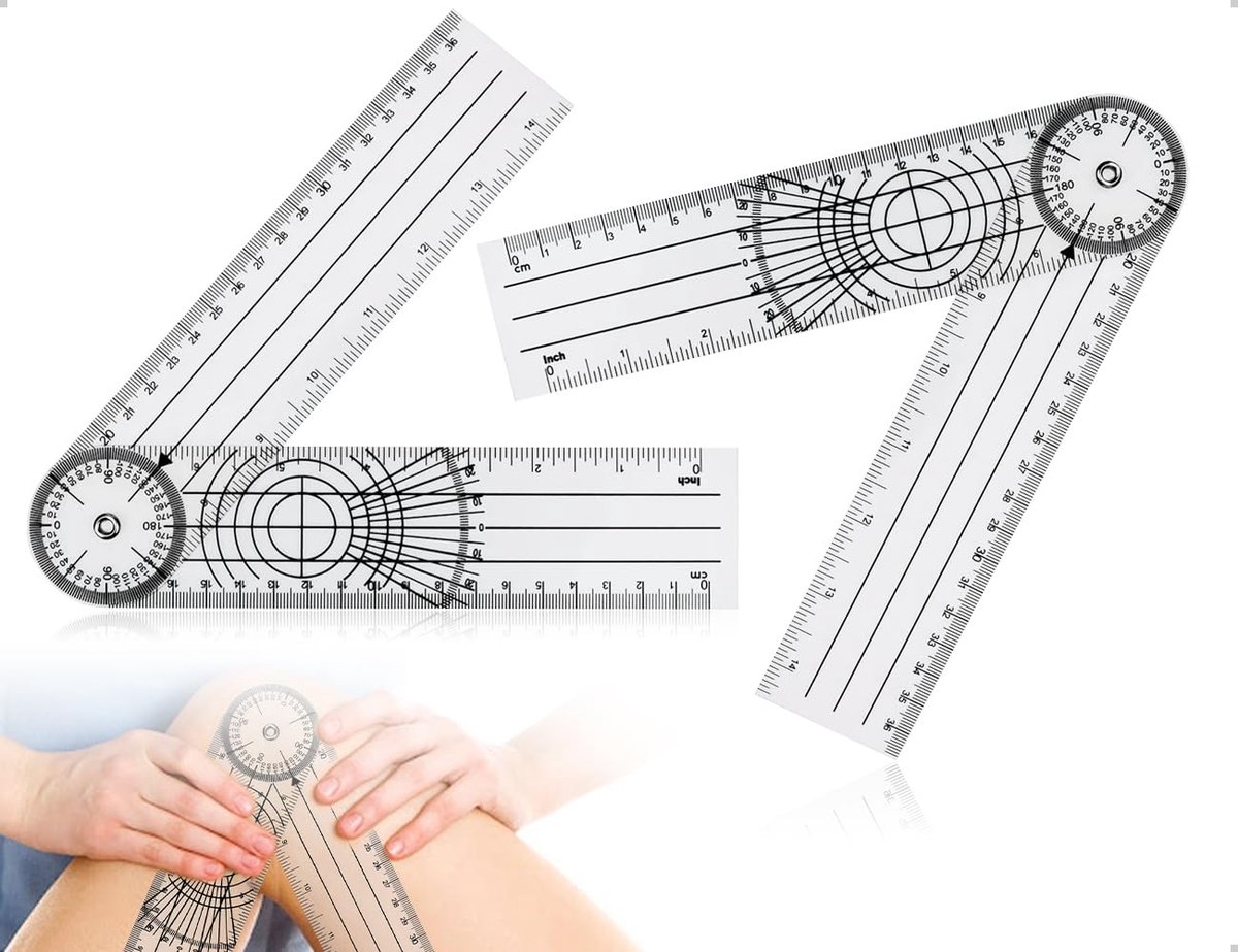 SnelShoppen - KAPSING Winkelmeter Goniometer 360° Rotatie PVC Fysiotherapie Medische Gradenboog 35,6 cm - Nauwkeurige Protractor voor Constructie en B