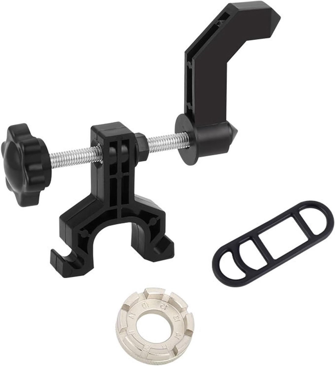 Bicycle rim adjustment tool - portable bicycle truing stand - spoke wrench for precise tightening - centering stand for bicycle wheels - bike maintenance tool