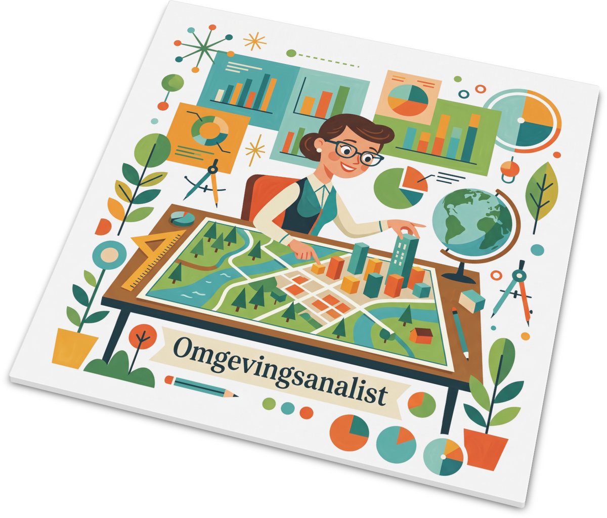 Tegeltje Omgevingsanalist Cadeau Beroep Geografie Data Analist Milieu Retro Jaren 50 Mid-C