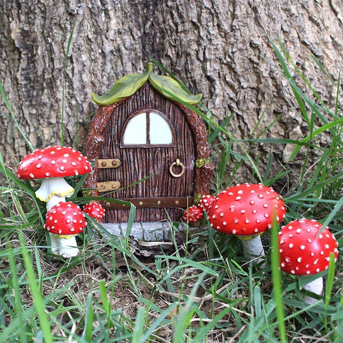 SnelShoppen - Miniatuur Fairy Garden Deur en Gnoom Beelden Accessoires Decor voor Tuin, Binnen, Glim in het Donker, Resin, Handgeschilderd, Waterdicht