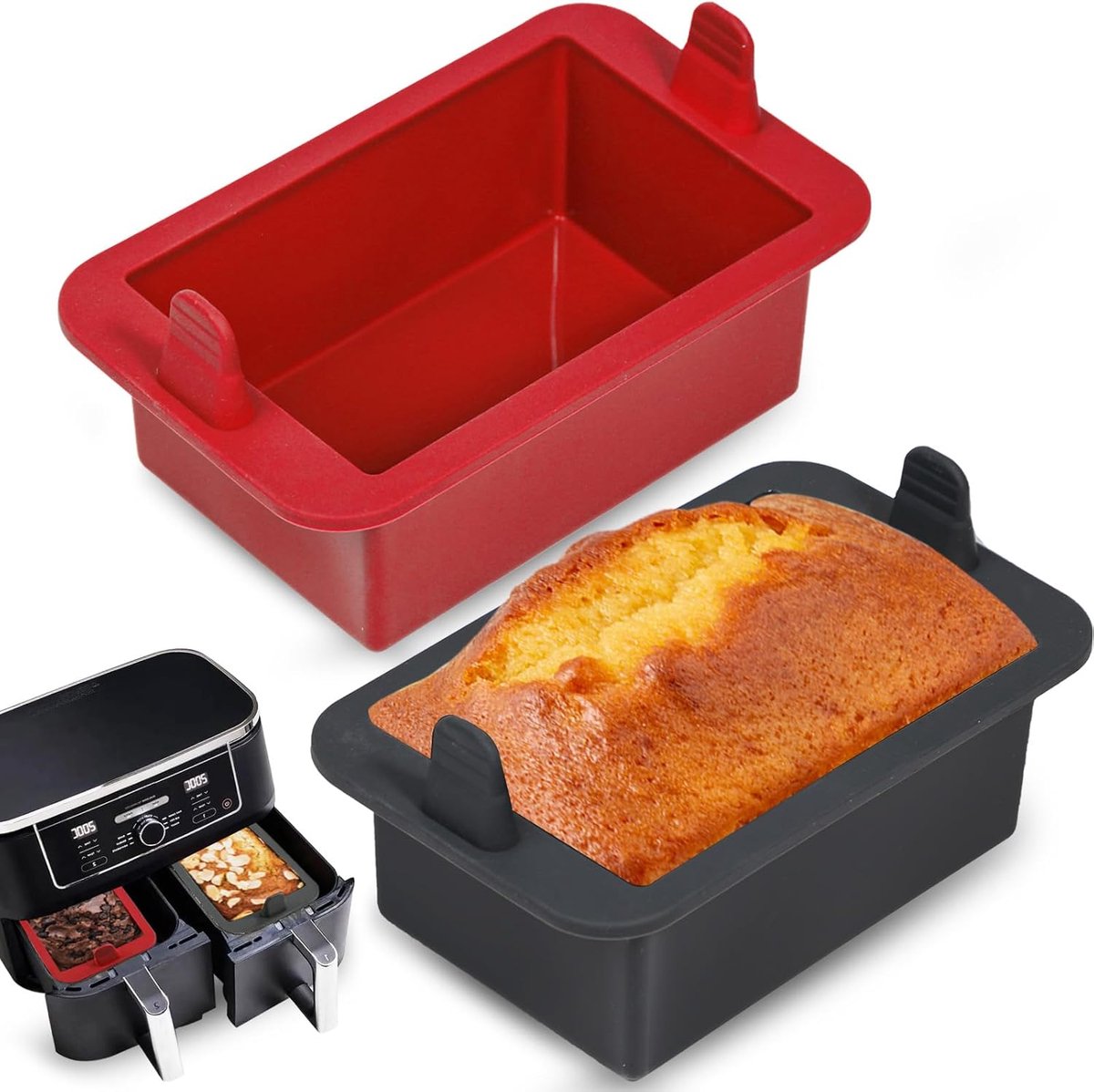 SnelShoppen - Silicone Bakvorm voor Air Fryer - 2 Stuks - 500 g - Rectangulaire Bakvorm voor Brood, Cake, Baguette - 14 x 9 x 6 cm - Keuken Accessoire