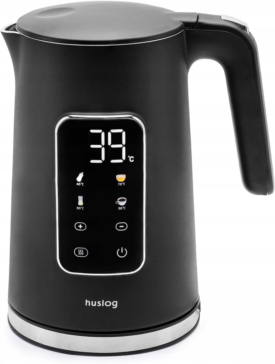 Thijox - Elektrische Waterkoker 1,7L met Touchscreen, 2200W, Temperatuurregeling 40–100°C, 5 Programma's, Warmhoudfunctie, RVS, Kabellos, Zwart voor K