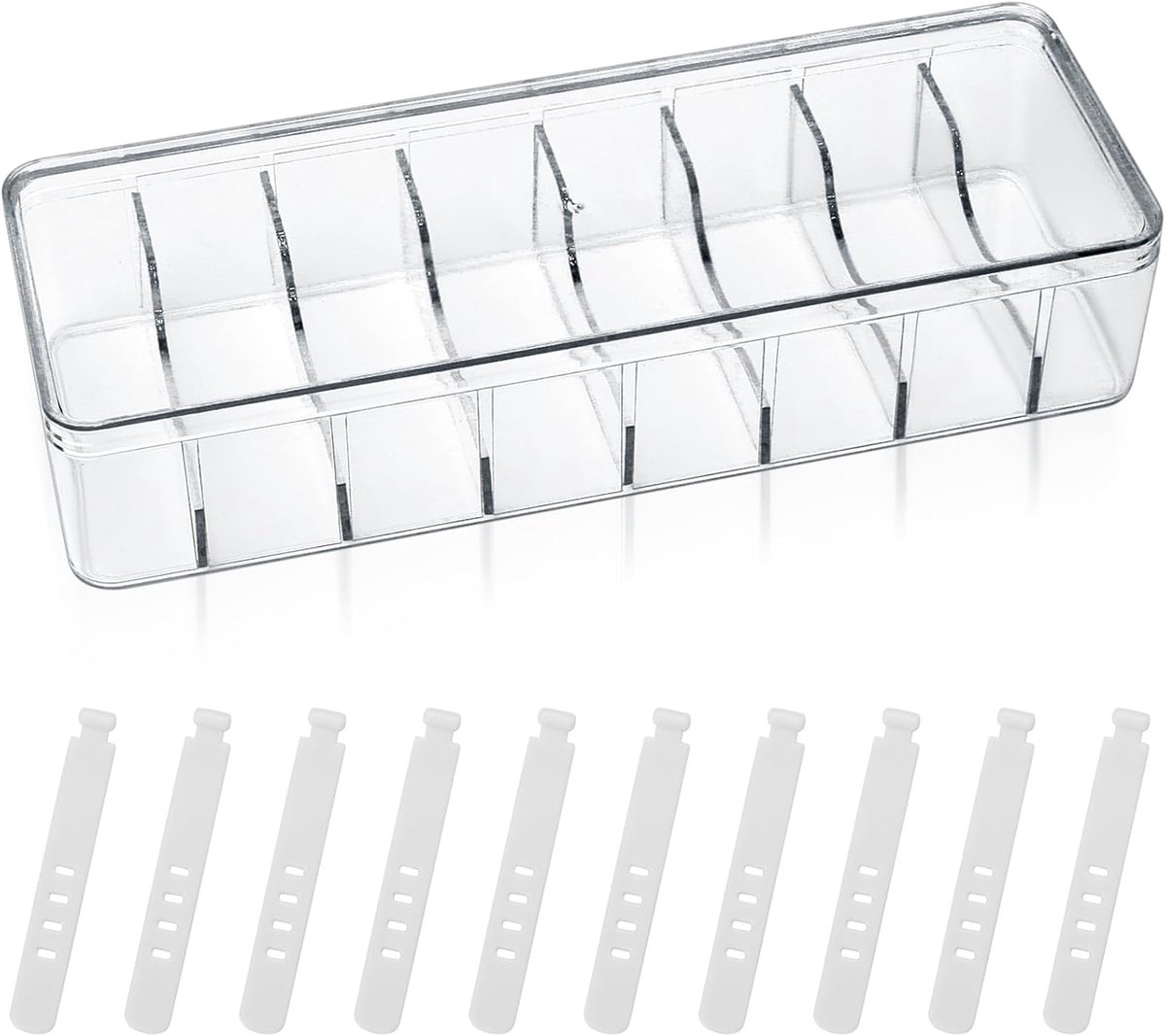 SnelShoppen - Data Kabel Opslagdoos, Kabelbeheersbox, Transparante Plastic Organizer met Deksel, 8 Compartimenten voor Oplaadkabels, Draad Organizer v