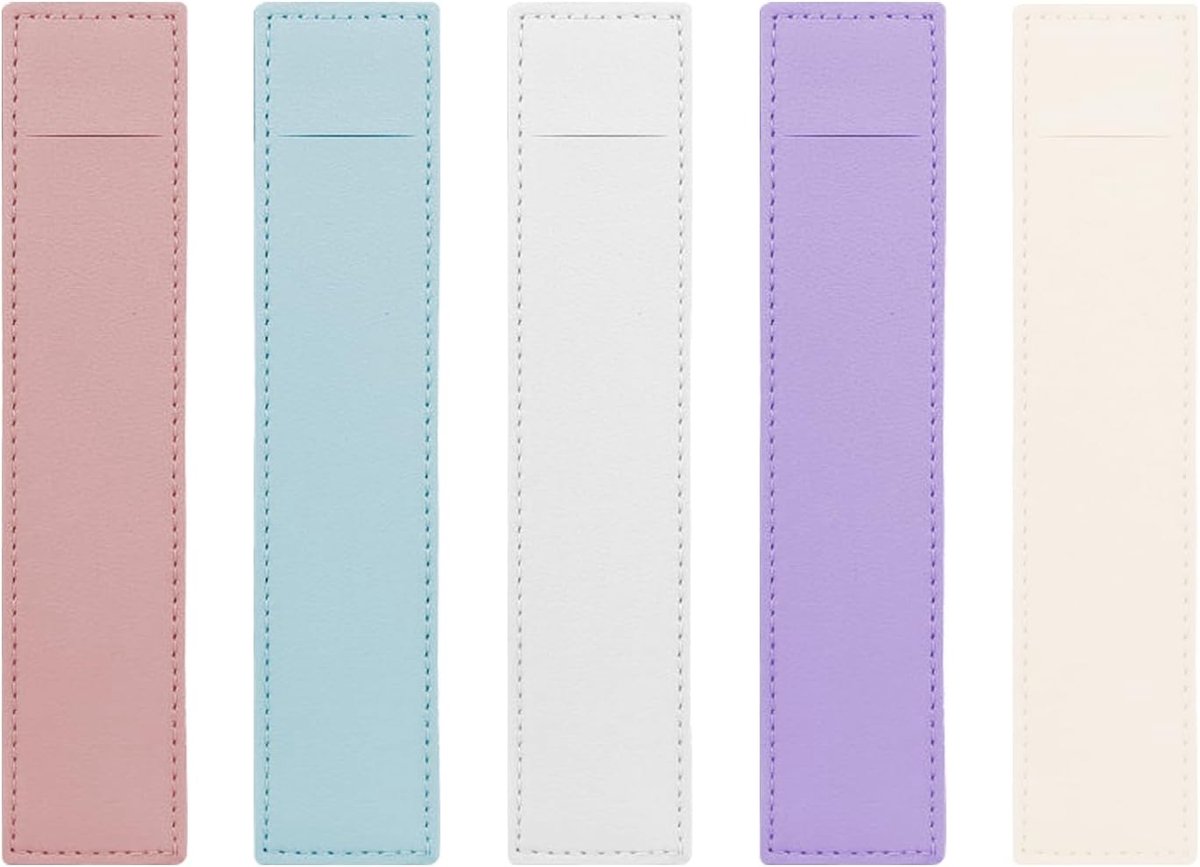 SnelShoppen - 5Pcs Leren Penhouder voor Fountain Pens - Herbruikbare Soft Pen Sleeve Pouch - Lichtblauw, Paars, Vermiljoen, Grijs - Perfect voor Stude