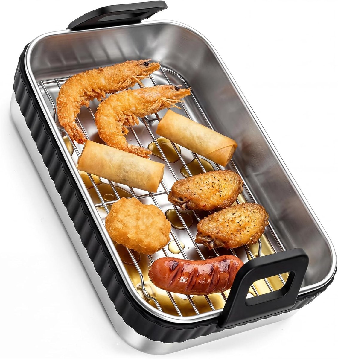 SnelShoppen - Herbruikbare Air Fryer Liners 304 RVS voor Ninja AF400EU/AF451EU/AF500EU/DZ400EU - BPA-vrij, Hittebestendig, Duurzaam, Maat 20x15x5 cm