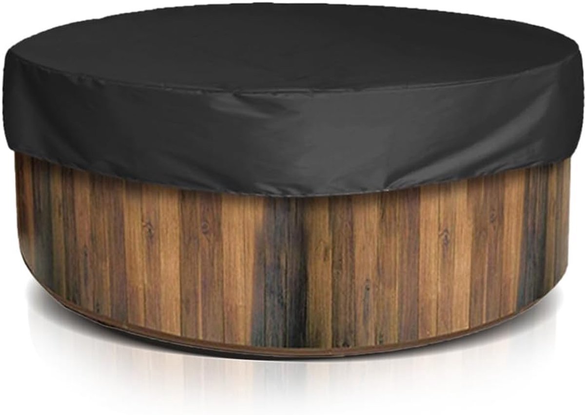 SnelShoppen - Hot Tub Cover Waterproof Outdoor Portable Patio Round Inflatable Hot Tub Spa Cover Protector 190 Silver Polyester Taffeta Zwart