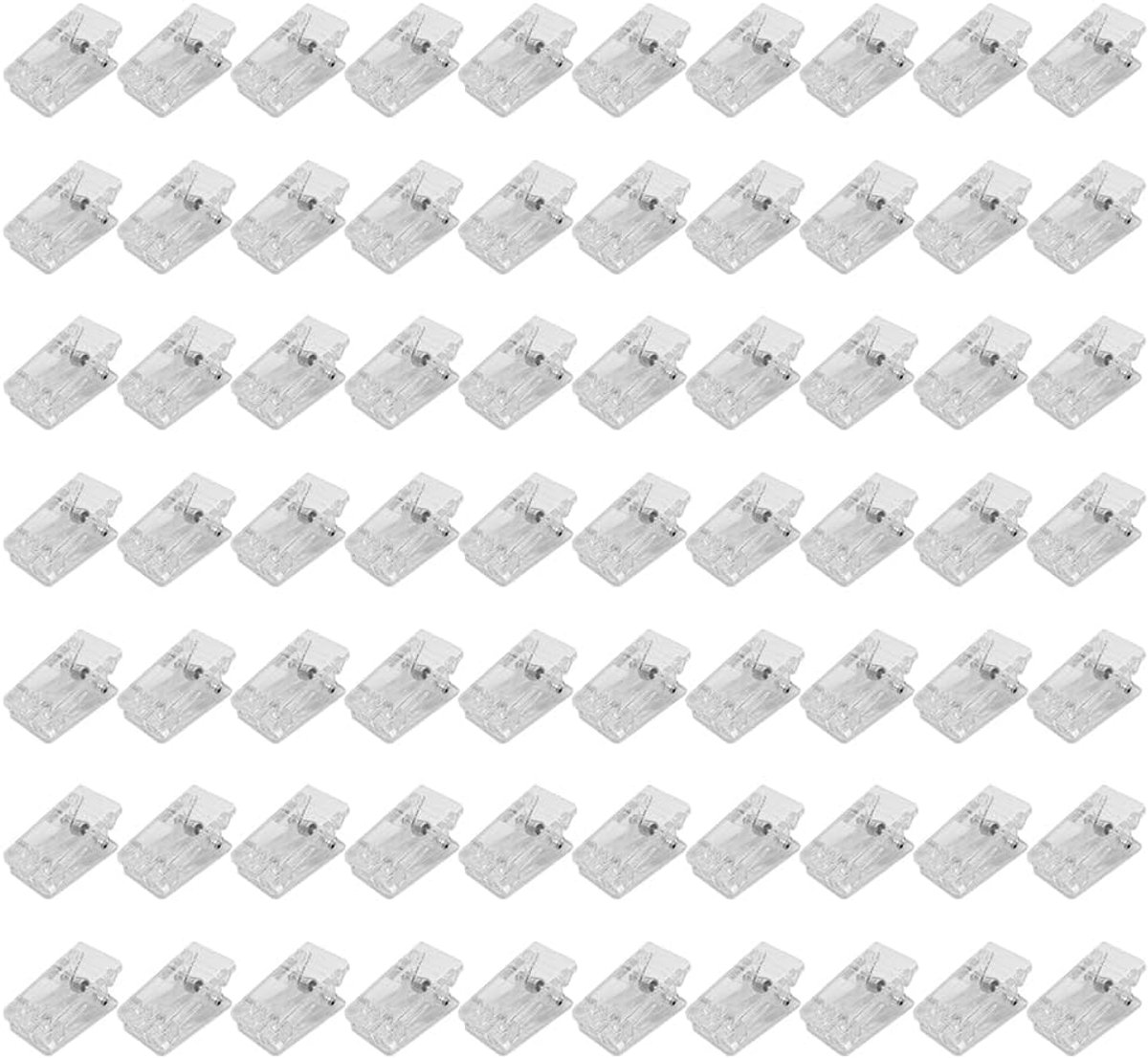 SnelShoppen - 70 Stuks Transparante Kunststof Clips - Dubbelzijdige Veerklemmen voor Foto's, Sjaals, Kantoor, School - Mini 2,3x1,3 cm - Ideaal voor T