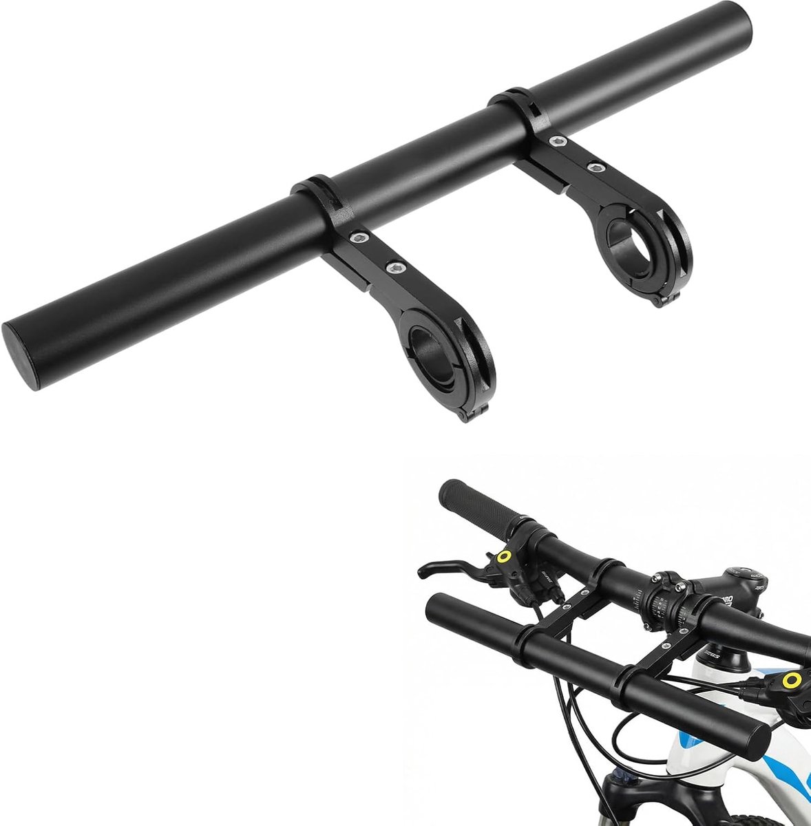 SnelShoppen - Handlebar Extender 7.9 inch Aluminium Verlengstuk met Dubbele Klem voor Fietsen, Ebikes, Motoren, Scooters en ATV's - Lichtgewicht en Du