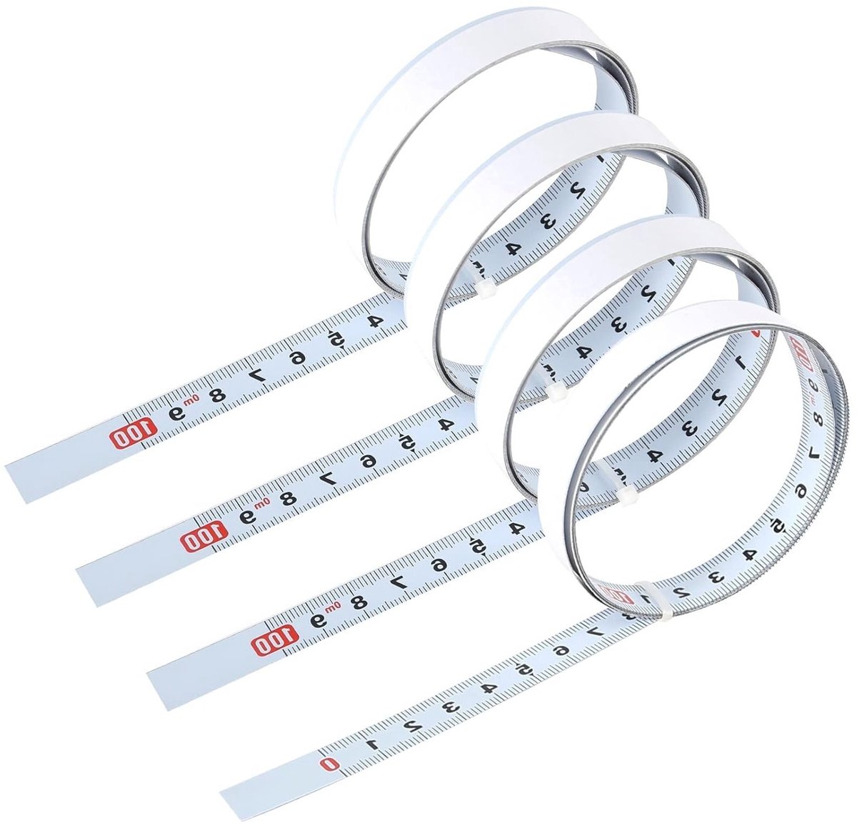 4-Pack Zelfklevende Meetlinten, Meten in Meter, 3 Specificaties voor Nauwkeurig Meten, Ideaal voor Klussen en Creatieve Projecten