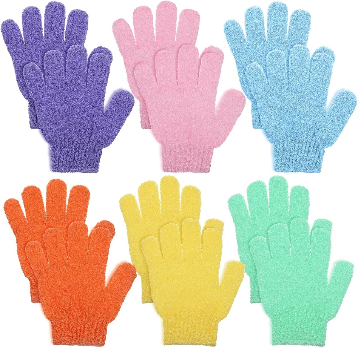 SnelShoppen - 12 Stuks Peeling Handschoenen, Exfoliërende Douche Handschoenen, Lichaams Scrub Glove voor Dode Huid Verwijdering, Herbruikbare Nylon Pe