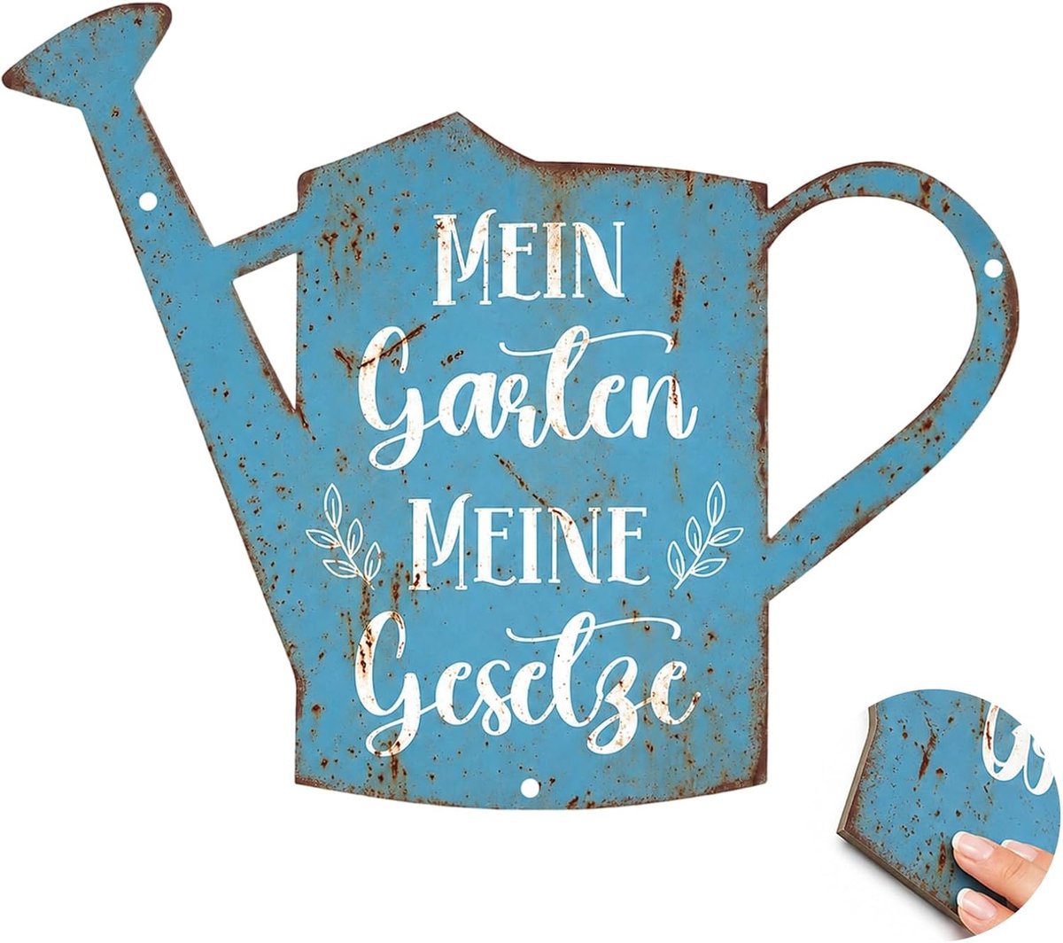 SnelShoppen - Gieter van Smeedijzer, Tuinier in Pastelkleuren, Wanddecoratie van Hout, Vintage en Weerbestendig voor Terras en Balkon, Unieke Tuindeco