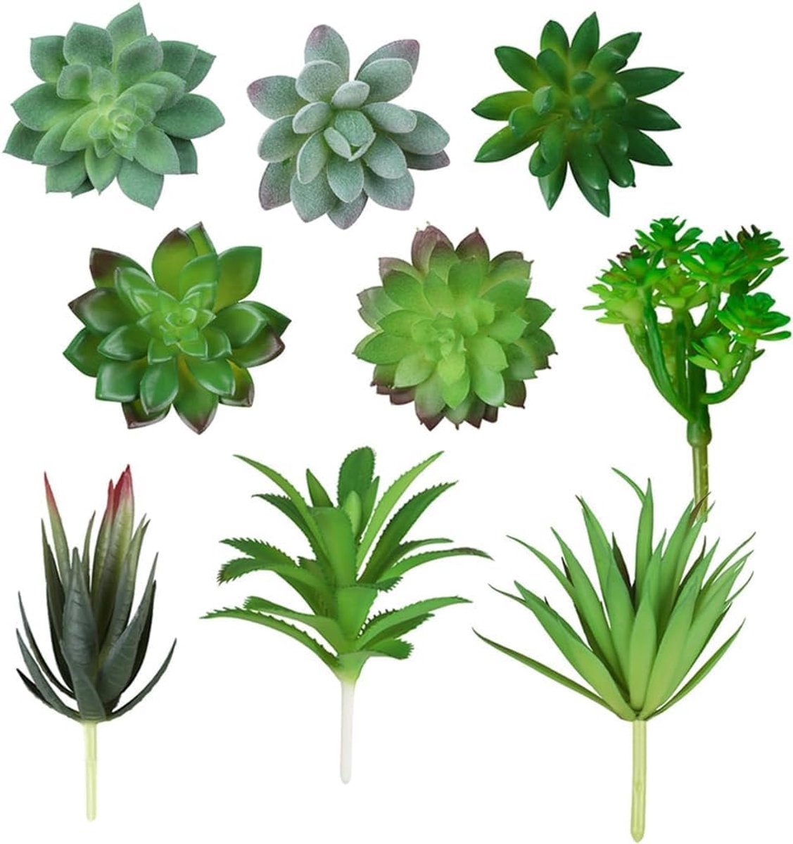 Thijox - 9 Stuks Kunstvetplanten - Natuurlijk Ogende Kunstplanten - Faux Groene Vetplanten