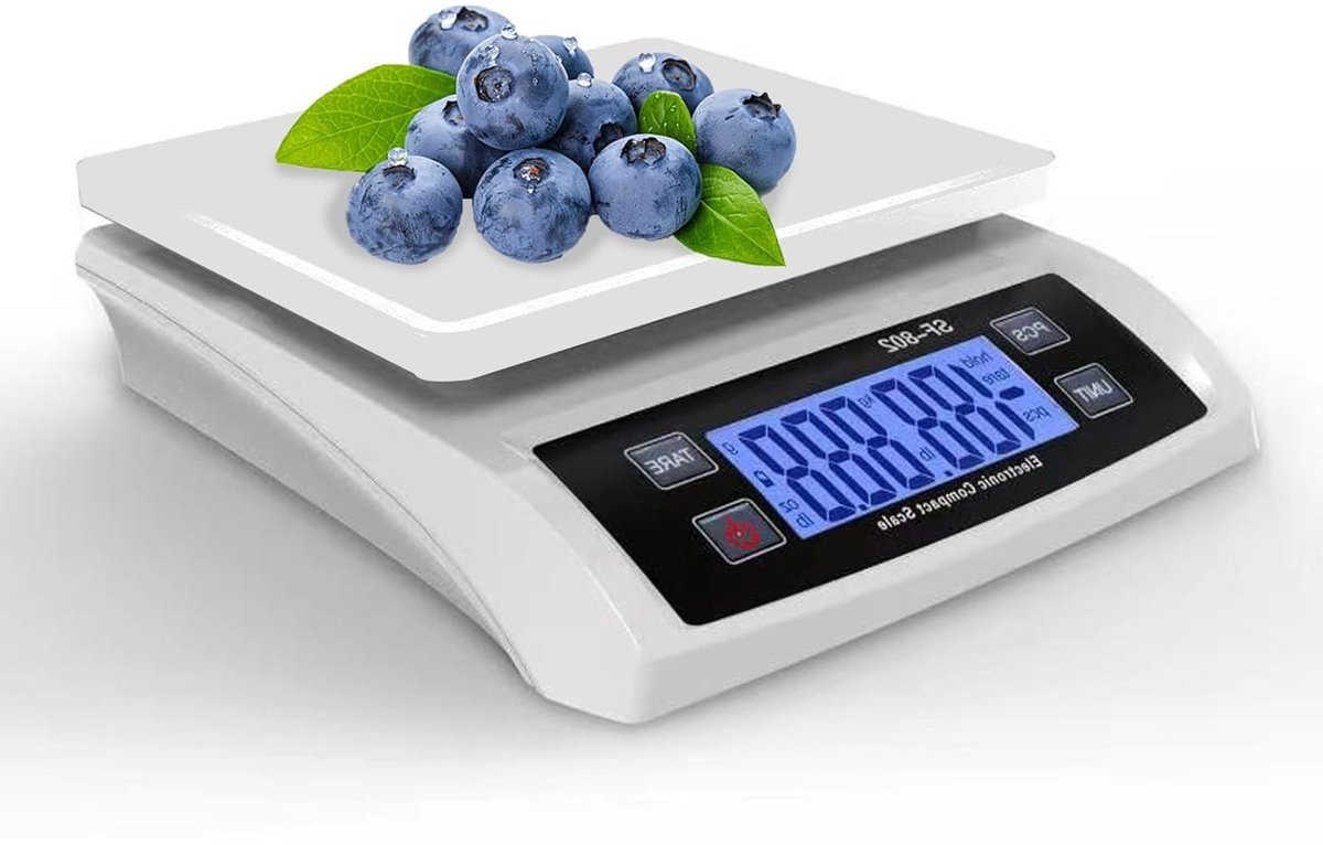 Digitale Keukenweegschaal van RVS tot 30 kg met LCD Display en Tare Functie voor Voedsel en Fruit