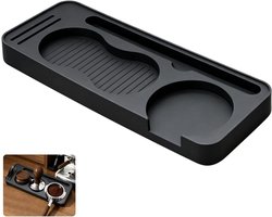 Silikon Tampermat voor Espresso en Portafilter Accessoires, Antislip Barista Mat met Houder voor Tamper, Borstel en Puck Screen, Ideaal voor Koffieliefhebbers, 24 x 9.5 cm