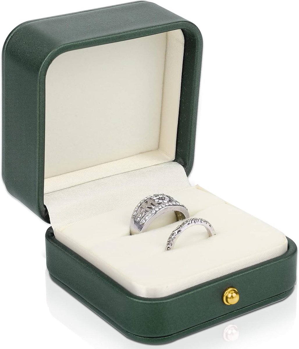 Elegante vierkante ringdoos met 2 compartimenten voor trouwringen, verlovingsringen en sieraden – Perfect voor voorstellen, huwelijken en als cadeau