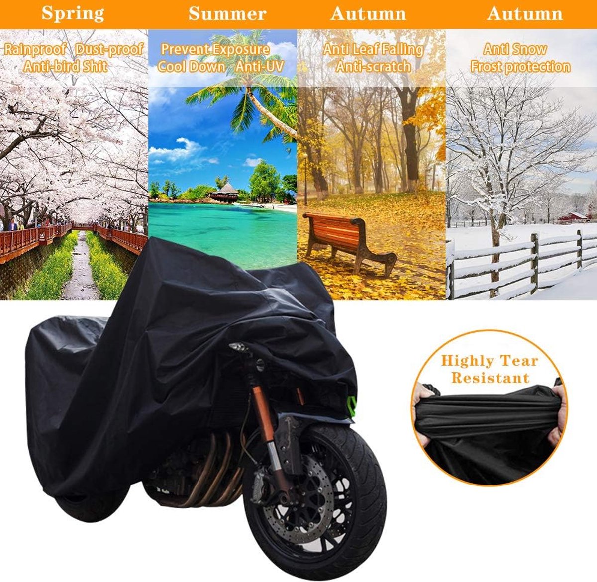 SnelShoppen - Motorfiets Tarpaulin Outdoor Waterproof Motor Garage XXL 210D Winter Proof Scooter Cover 245x105x125 cm Oxford Dustproof
