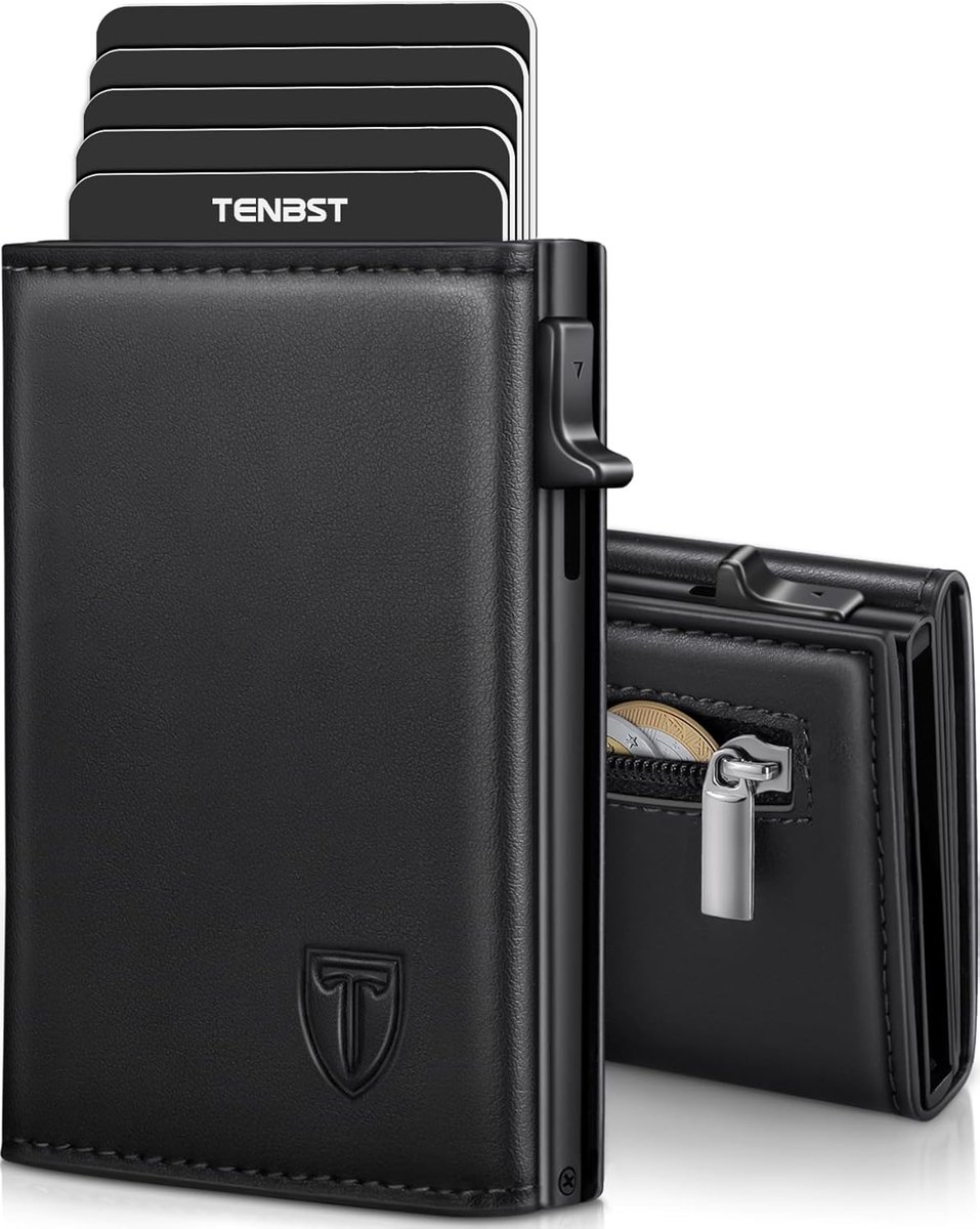 SnelShoppen - Klassieke Zwarte Wallet, 10x7x2 cm, Slim en Praktisch, Geschikt voor 8 Kaarten, Munten en Bankbiljetten, Ideaal voor Dagelijks Gebruik