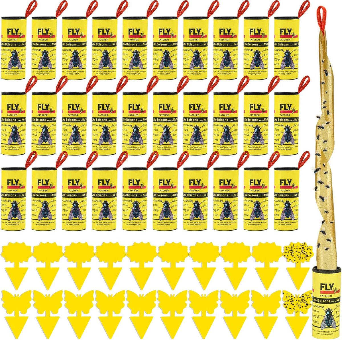 SnelShoppen - 50 Stuks Vliegenvangers - Paper Fly Strips en Mosquito Kills - Niet-toxisch en Geurvrij - Voor Binnen en Buiten Gebruik - Ideaal voor Tu