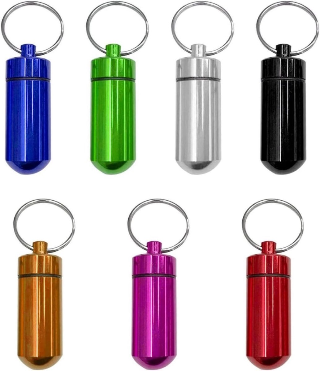 Aluminium Pillendoos Set van 7 Stuks, Herbruikbare Mini Pillenhouder, Draagbare Pillen Dispenser en Organiser