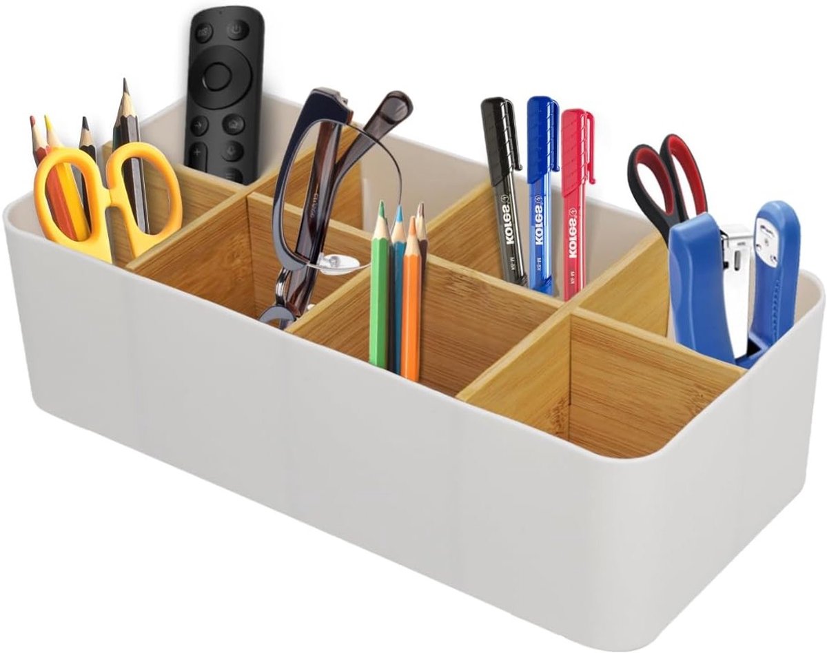 Organiser voor Bureau met 8 Compartimenten, Multifunctionele Opbergruimte voor Pennen, Afstandsbedieningen en Kantooraccessoires