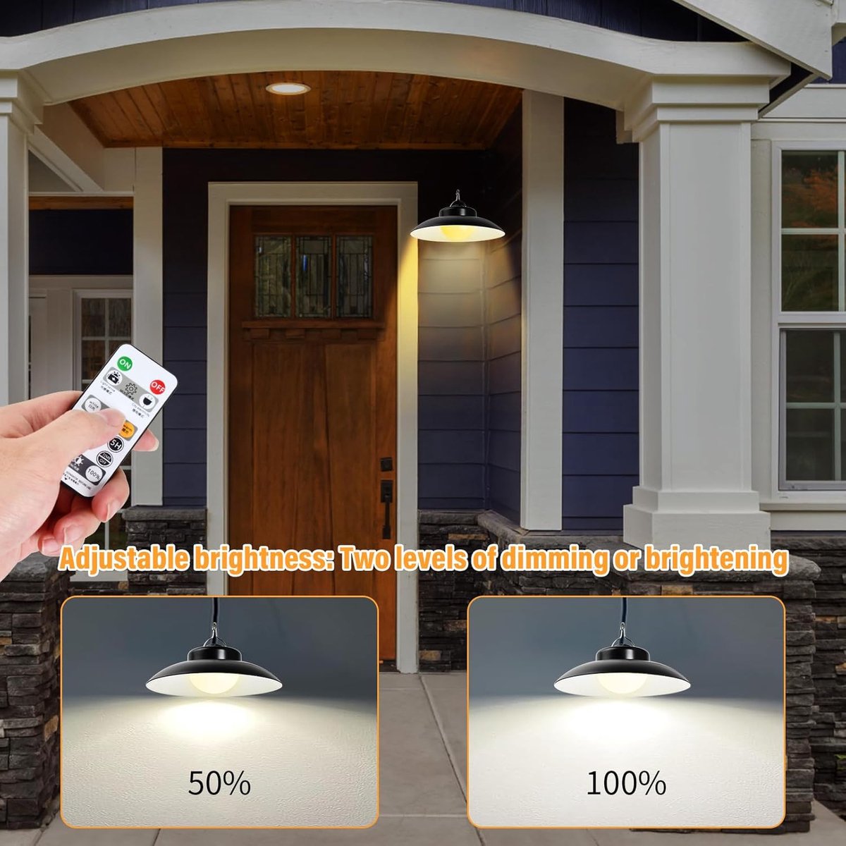 SnelShoppen - Hangende Solar Lamp LED Buitenverlichting voor Tuin, Camping, Boerderij - Waterproof met 5m Kabel en Afstandsbediening - 3 Kleurtemperat