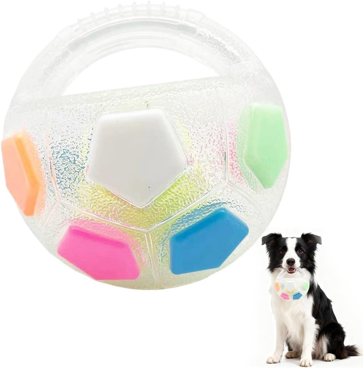 Hondenkalmerende bal - Hondenbal met handvat - Interactief spelen - Duurzaam en bijtbestendig - 14 x 14 x 14 cm