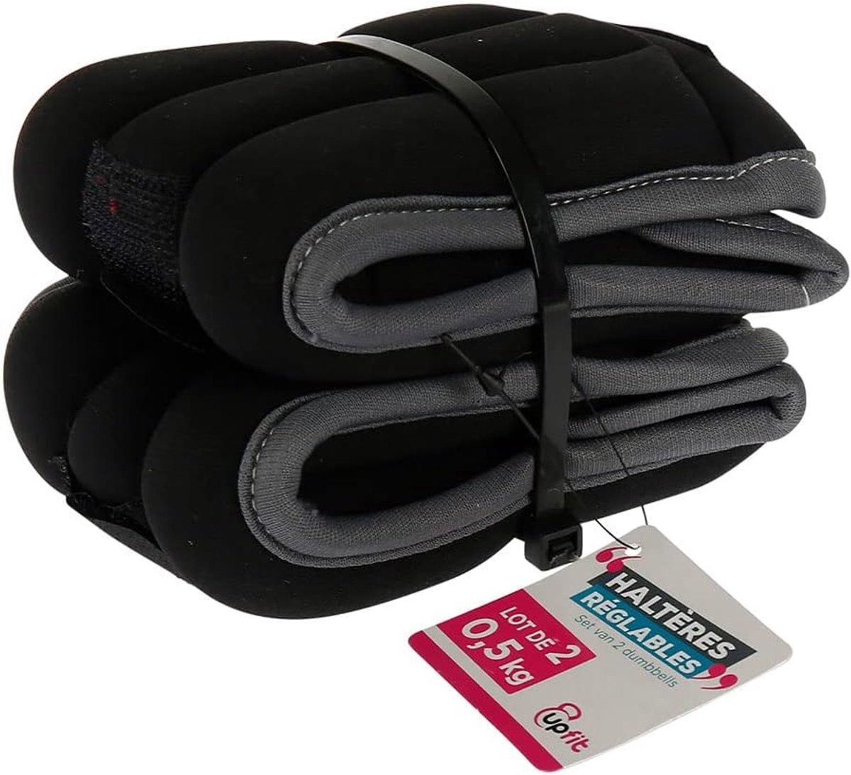 SnelShoppen - Set van 2 zachte verstelbare dumbbells - 0.5 kg voor spieropbouw en versterking - Ideaal voor polsen en enkels - Zwart - Thuistraining e