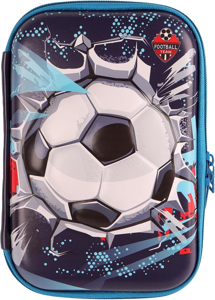 SnelShoppen - Schattige Etui voor Jongens - Grote Capaciteit Hardtop Voetbal Pennenbox met Vakken voor Kinderen - Coole Schoolbenodigdheden Organiser