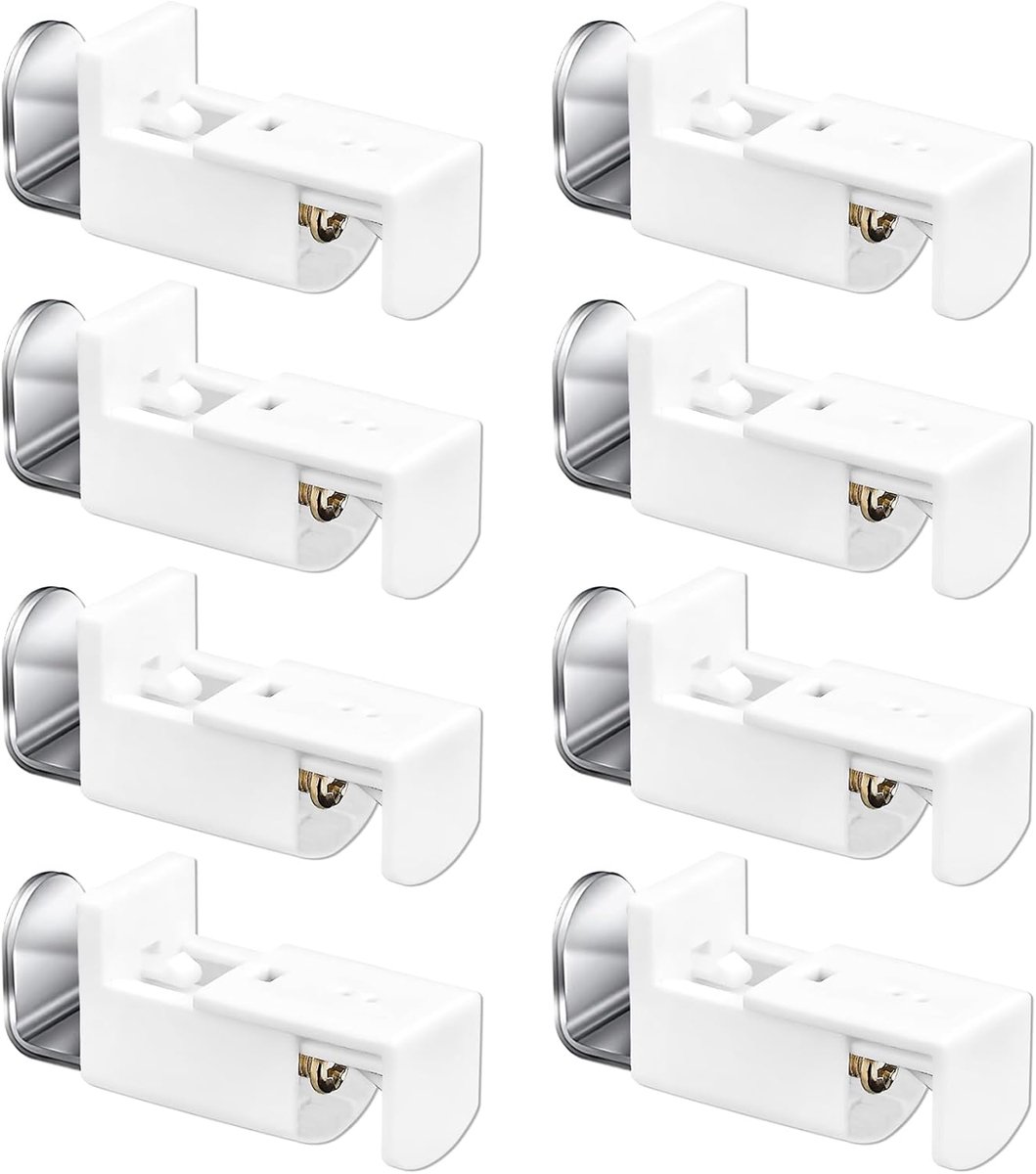 SnelShoppen - Pack van 8 Klemsteunen voor Plisseegordijnen, Metaal Bevestiging, Geen Boren, Instelbereik 5 mm - 20 mm, Duurzaam en Hoogwaardig, Geschi