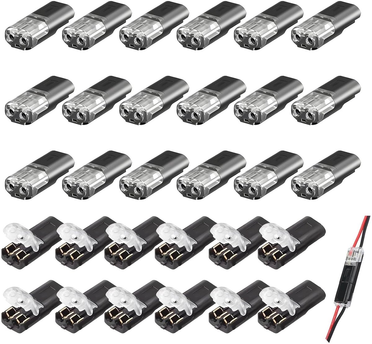 SnelShoppen - 30PCS 2 Polige Kabel Stekkers, 18-22 AWG Draad Snelle Verbindingspluggen, Waterdichte Kabelverbinder voor Auto, Vrachtwagen, Boot, Kampe