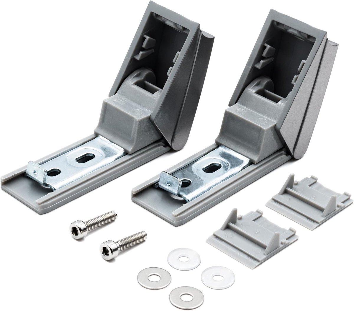 SnelShoppen - Door Handle Repair Kit Koelkast Deur Hengen Vervanging Geschikt voor Liebherr Inclusief 2 Hengen, 2 Schroeven, Zilver, Kunststof, Metaal