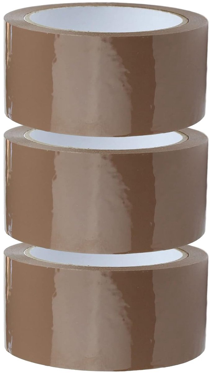 Thijox - 3 Rollen Bruine Verpakkingstape 48mm x 66m - Sterke en Kleverige Tape voor Pakketten en Dozen - Ideaal voor Verhuizing, E-commerce en Opslag