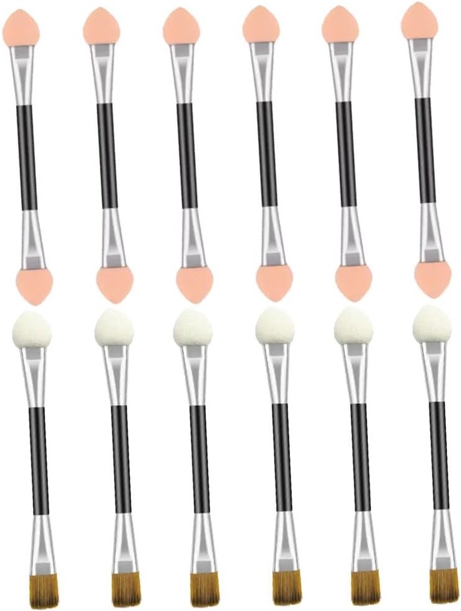 Set van 12 Oogschaduwkwasten - Dubbelzijdige, Zachte Kwasten voor Nauwkeurige Oogmake-up en Kleurenmixing